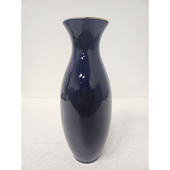 Vintage Artmark Cobalt Blue Gold Floral Bird Vase Ceramic Japanese Pottery Decor - Picture 6 of 11